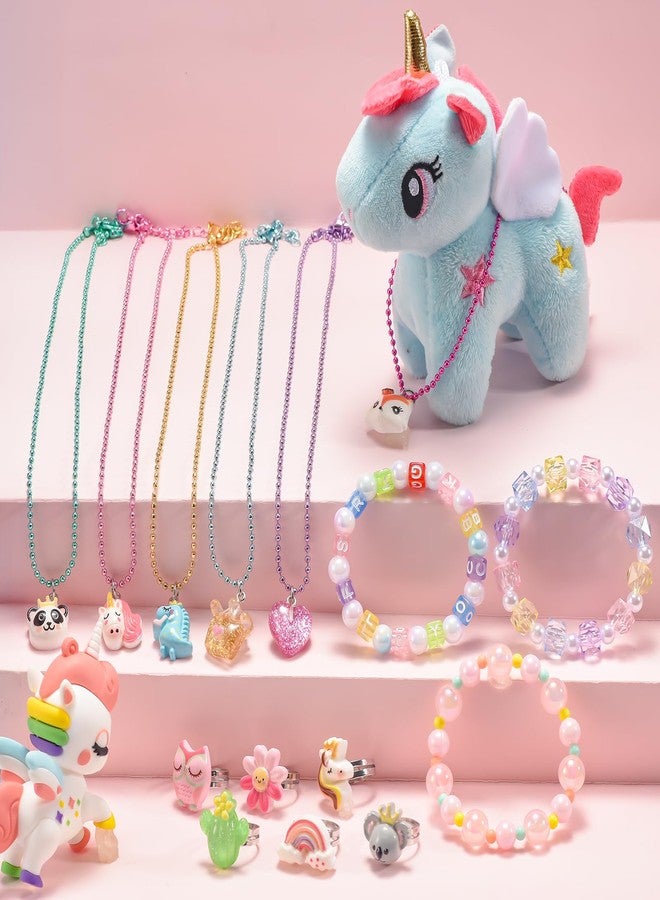 BeAndge Toddler Girls Jewelry for 3 Year Old, Kids Play Jewelry Set for Little Girl Age 4-6, Children Dress Up Necklaces Childs Rings Bracelets for Toddlers Princess Ages 3+ 3-5 4 5 6 7 Years - Image 3